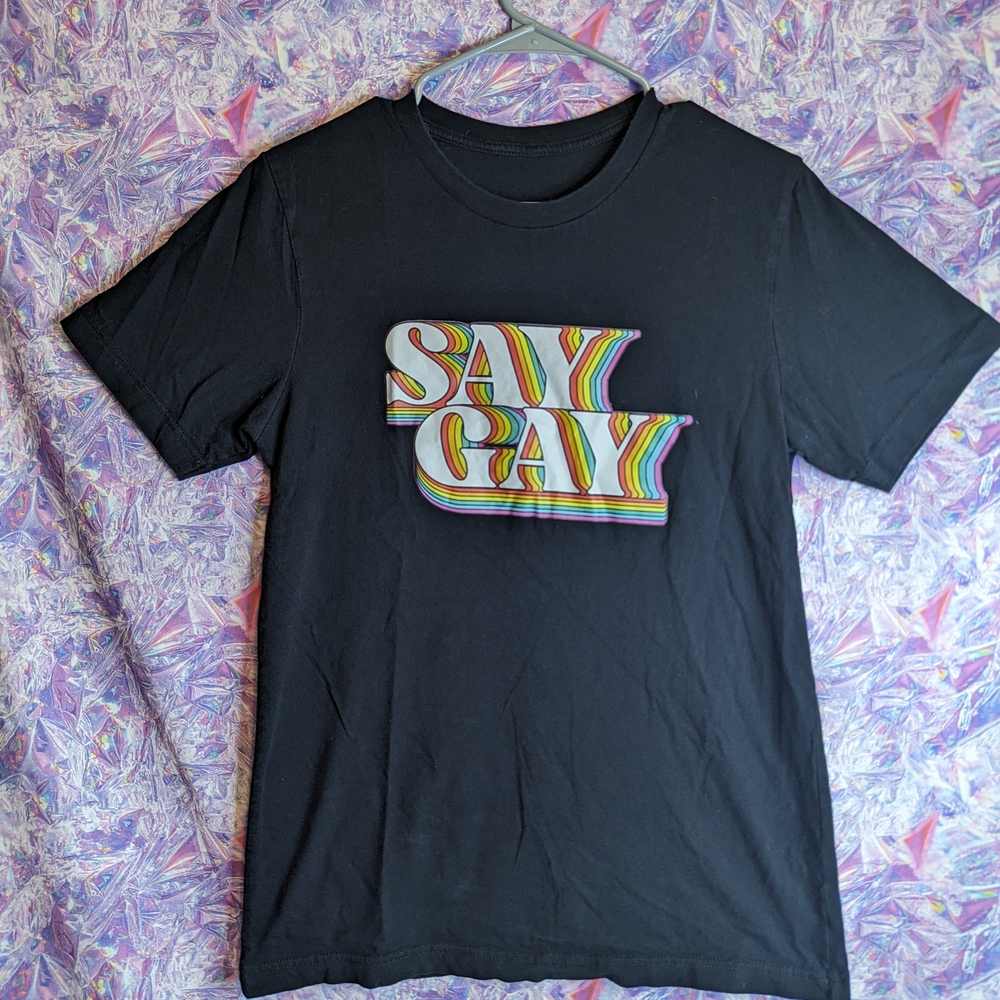 "Say Gay" Graphic T-shirt Unlabeled Size L